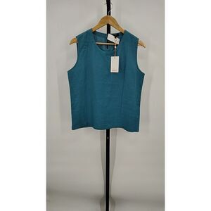 Quince Womens 100% European Linen Tank Mineral Blue M